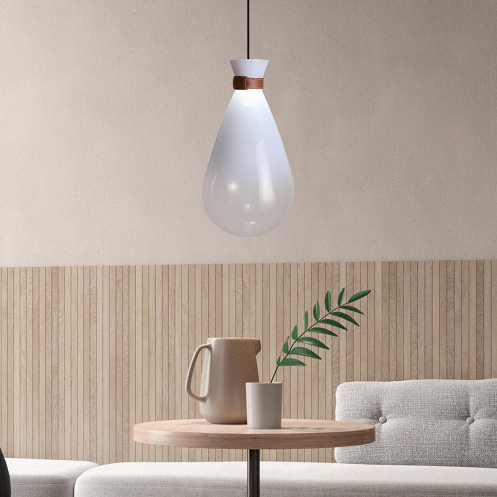 Valentina Lampe à suspension minimaliste en verre en forme de larme, gris fumé/blanc