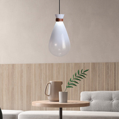 Valentina Lampe à suspension minimaliste en verre en forme de larme, gris fumé/blanc