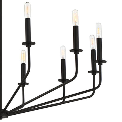 Silva Modern Industrial LED Chandelier Black Metal Living Room