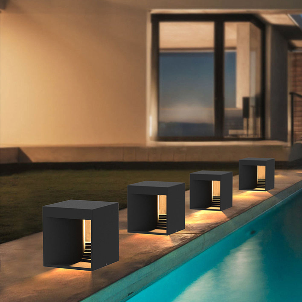 Ray Minimalistische wasserdichte quaderförmige wiederaufladbare/Solar-Tischlampe, Schwarz/Weiß