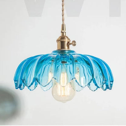 Suspension LED Rétro Valentina Verre/Métal Coloré Fleur Salle à Manger