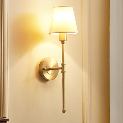 Tiffany Vintage Rustic Lantern Fabric LED Wall Lamp, Gold