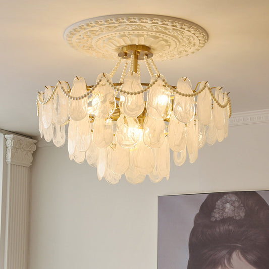 Lustre Kristy Élégant perle/verre/métal, blanc