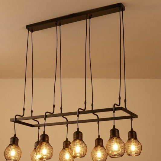 Lampadario multitesta vintage Silva lungo per sala da pranzo/bar/soggiorno