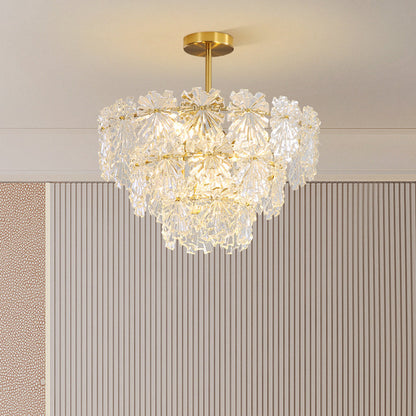 Kristy Elegant Gold Pendant Light 3 Rings, Metal/Glass