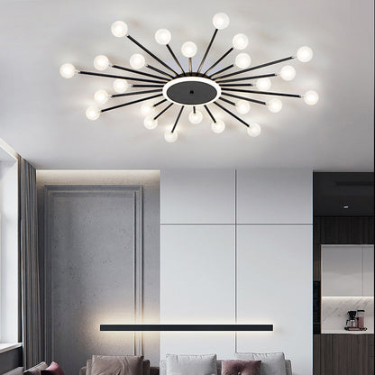 Arisha Nordic LED Flush Mount Ceiling Light Gold/Black Metal Living Room