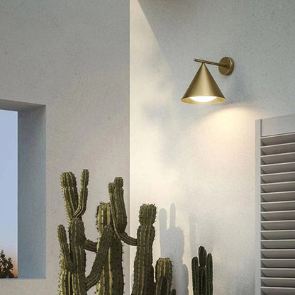 Ray Modern Minimalist Cone Metal Outdoor Waterproof Wall Lamp，Black/Gold