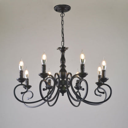 Silva Creative Retro Candle Chandelier Black Metal Bedroom