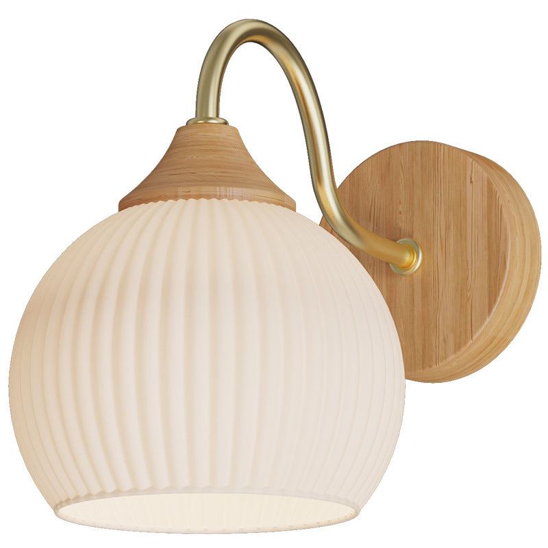 Muto Nordic minimalistische binnenwandlamp glas hout slaapkamer balkon