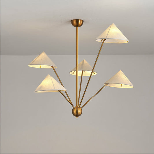 Silva Retro einfacher LED-Kronleuchter aus Metall und Messing mit 5 Leuchten für Wohnzimmer/Küche