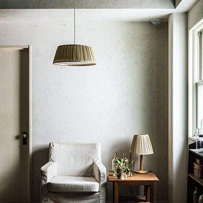 Ritta Pleated Pendant Light Wabi Sabi, Metal/Fabric, Living Room