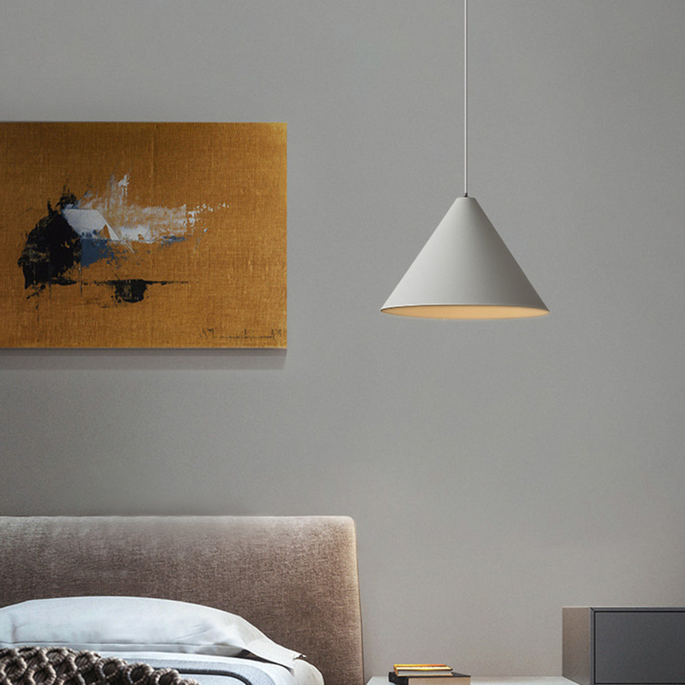 Arisha – suspension minimaliste en métal, cône, gris
