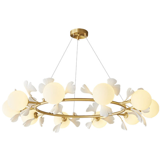 Lampadario minimalista di lusso Olivia, soggiorno in vetro con foglie creative