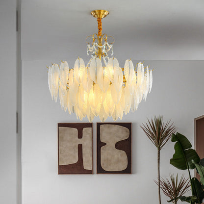Kristy Elegant Pearl/Glass/Metal Chandelier, White