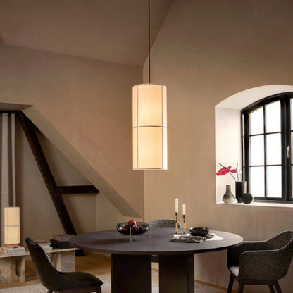 Ritta Cylinder Pendant Light, Lantern, Fabric, Japanese
