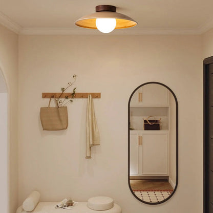 Muto Vintage Flush Mount Ceiling Light Wood/Metal/Glass Bar/Hotel