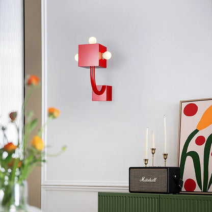 Aria Moderne industrielle LED-Innenwandleuchte Rot für Wohnzimmer und Schlafzimmer