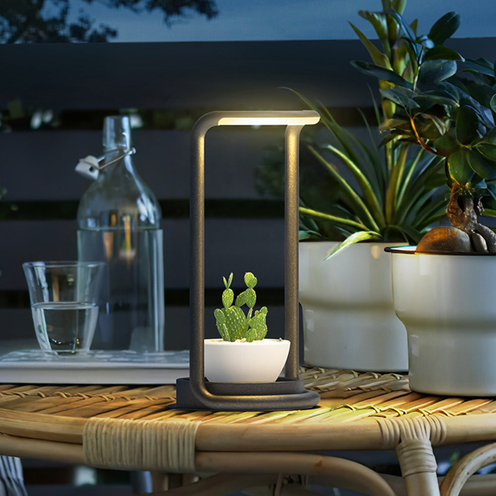 Ray Minimalistische rechteckige Solar-LED-Außenstehleuchte, Schwarz