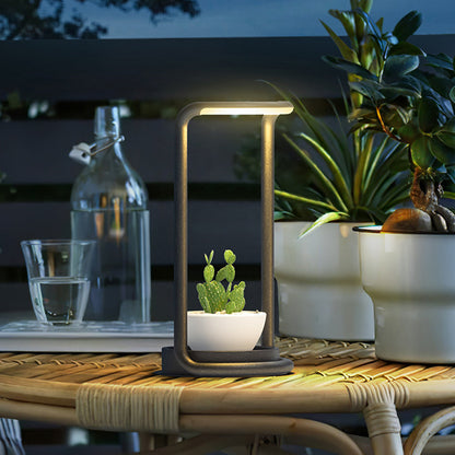 Ray Minimalistische rechteckige Solar-LED-Außenstehleuchte, Schwarz