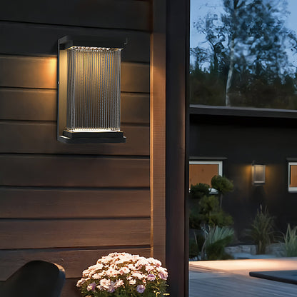 Ray Minimalist Rectangular Glass Outdoor Wall Lamp, Black