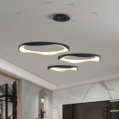 Arisha Pendant Light Rond Modern,  Black/White, Dining Room