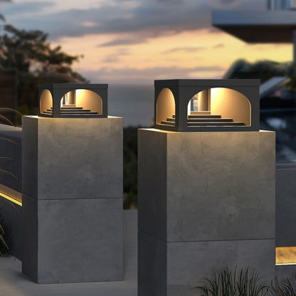 Ray Modern Stair Metal Solar Outdoor Pier-Mount Pillar Light