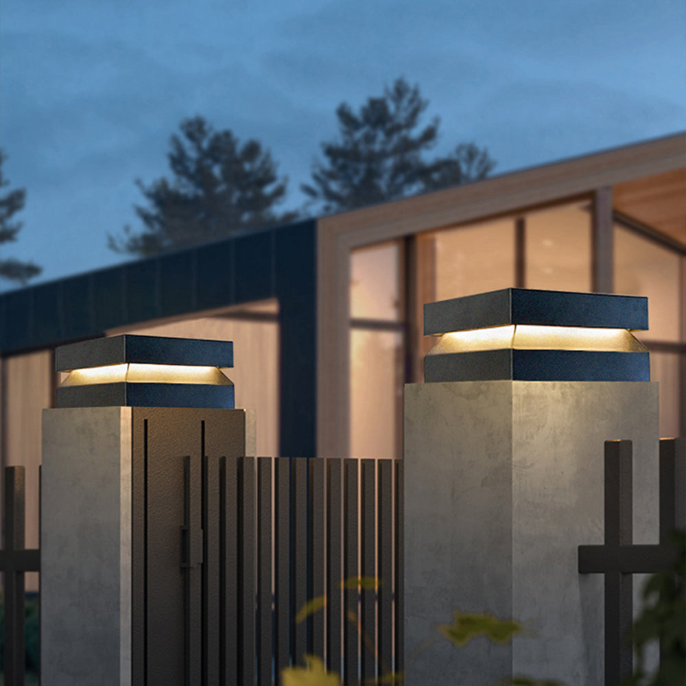 Axion Modern Concave Metal Black Outdoor Lamps, Solar