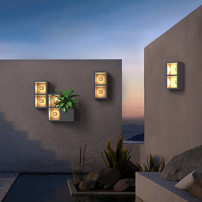 Ray Modern Cube Lampe murale d'extérieur carrée en métal/verre Noir