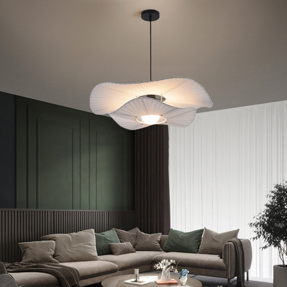Ritta Modern Nordic Cloth/Metal Shell Pendant Light, White