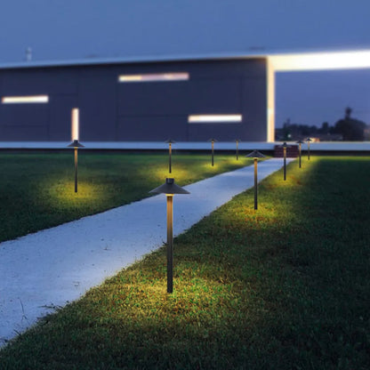 Drex Contemporary Metal Cap-Shaped Outdoor Path Light, Black