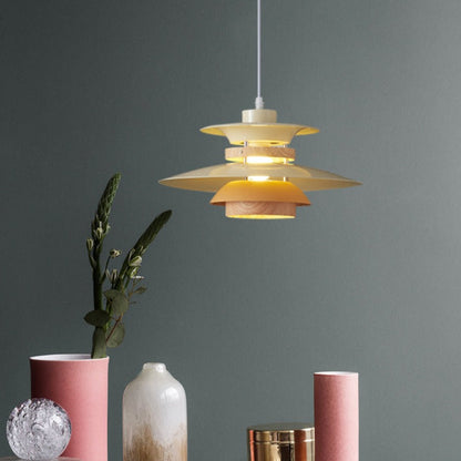 Valentina Moderne Pendelleuchte Schwarz/Weiß/Holz Metall Esszimmer