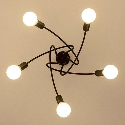 Arisha Modern Linear Curve Metal Ceiling Light, Dining Room/Living Room