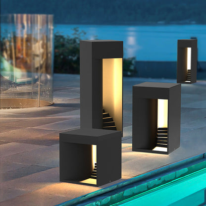 Ray Minimalistische wasserdichte quaderförmige wiederaufladbare/Solar-Tischlampe, Schwarz/Weiß