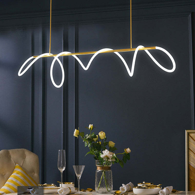 Arisha Curved & Linear Semi Flush Mount Ceiling Light, Gold