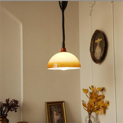 Valentina Retro LED Round Pendant Light Adjustable Brown Dining Room