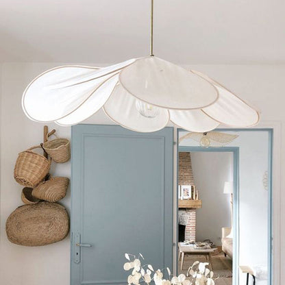 Ritta Pendant Light Vintage Rustic Wabi Sabi, Fabric, White/Brown