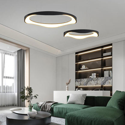 Arisha Pendant Light Rond Modern,  Black/White, Dining Room
