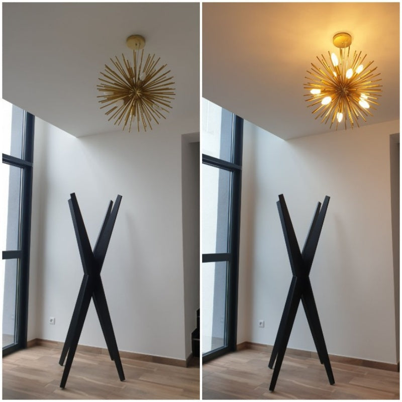 Arisha Moderner LED-Kronleuchter aus goldenem Metall für Esszimmer/Wohnzimmer/Schlafzimmer