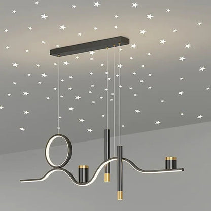 Arisha moderne lineare Sternennacht-Pendelleuchte aus Metall, schwarz