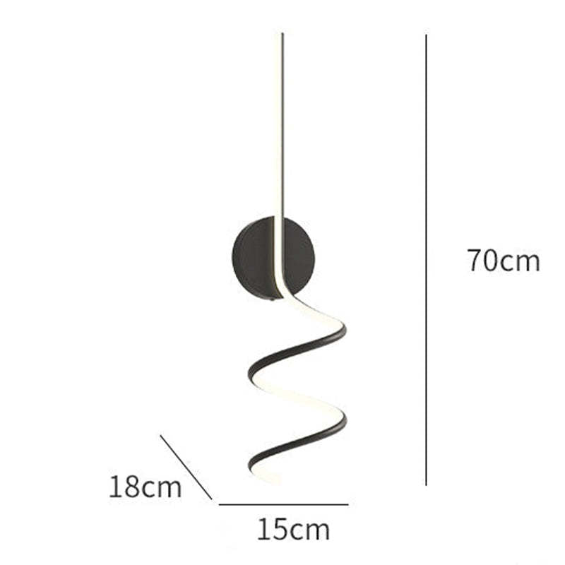 Arisha Modern LED Art Interior Wall Light Spiral, Black & White