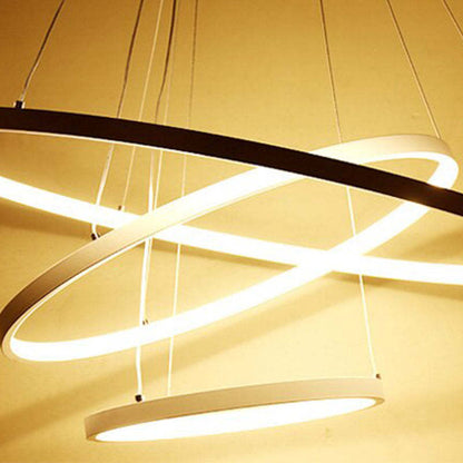 Aluna Pendant Light, Inner Ring Illuminated, White/Black/Gold