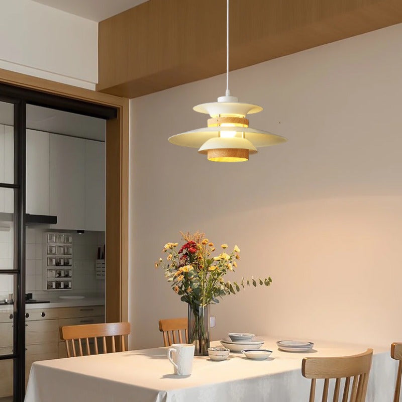 Valentina Moderne Pendelleuchte Schwarz/Weiß/Holz Metall Esszimmer