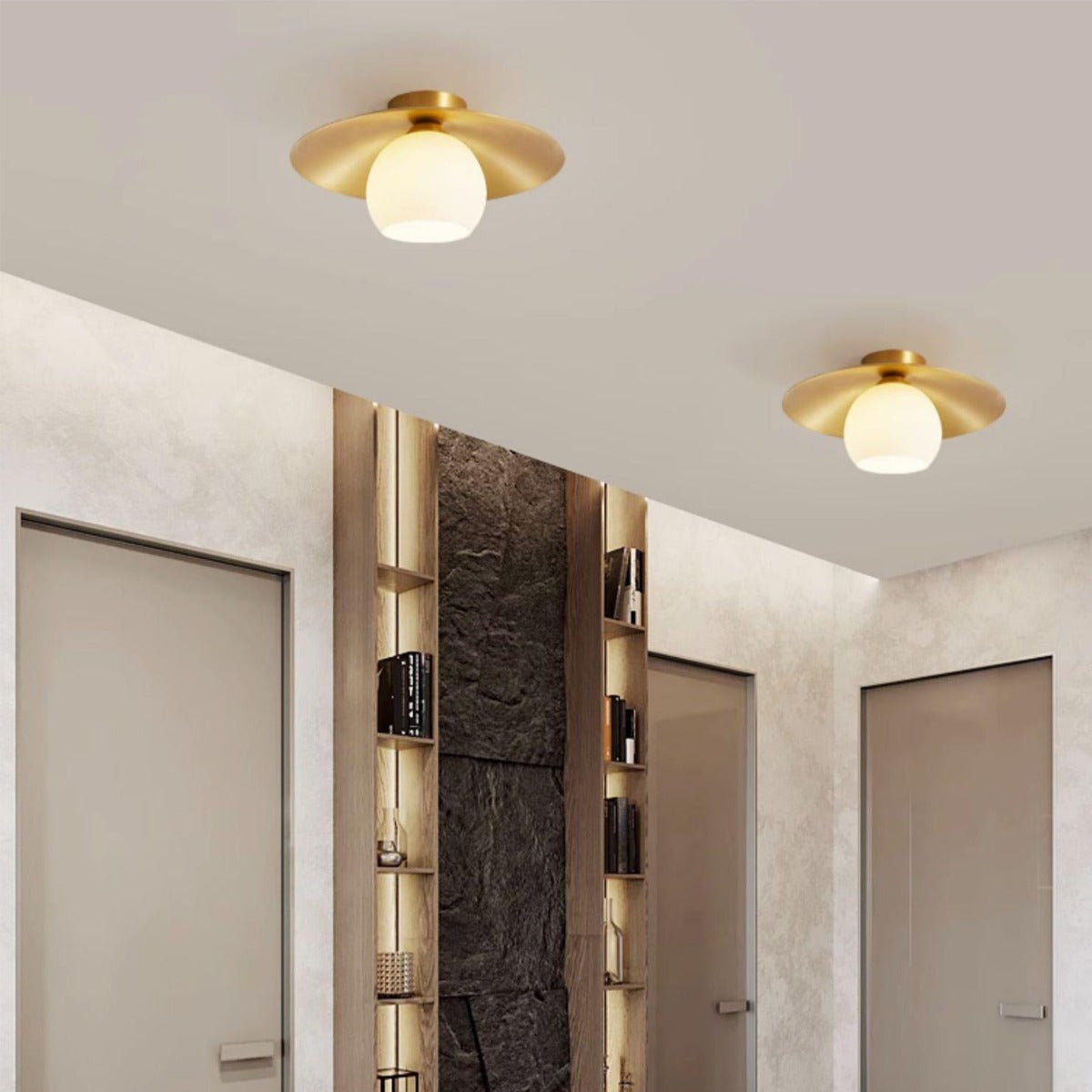 Arisha Nordic Retro LED Unterputz Deckenleuchte Metall Glas Korridor