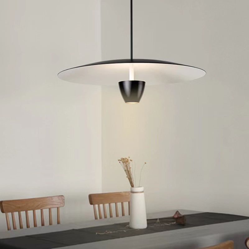 Arisha Lampe à suspension nordique moderne en forme de chapeau noir