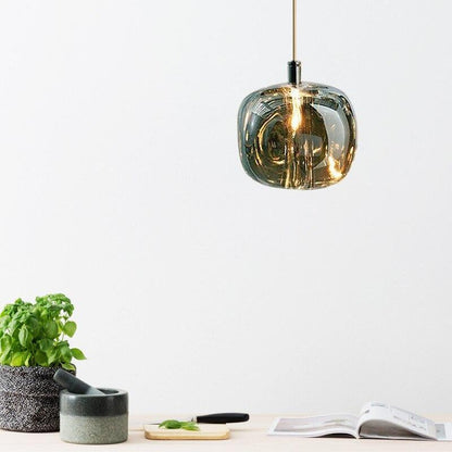 Valentina Modern Bubble Glass LED Pendant Light, Amber/Clear/Gray