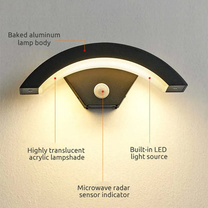 Elvon Nordic Arc Waterproof LED Outdoor Wall Lamp, Black