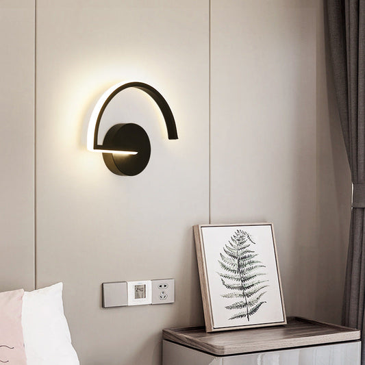 Arisha Minimalist Linear Semicircular Metal Decor Wall Lamp