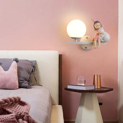 Aria Modern Metal/Glass Wall lamp, White & Pink