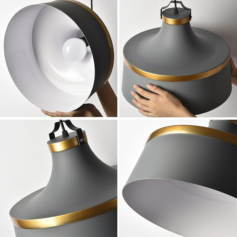 Moderne, farbenfrohe einzelne Pendelleuchte Valentina, Metallschirm