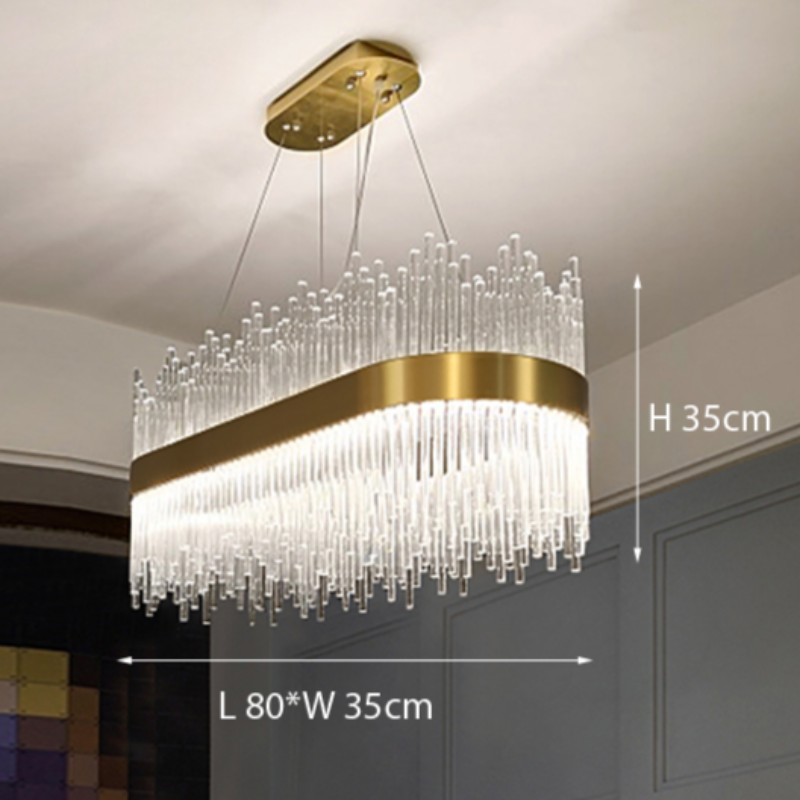 Kristy Modern Round/Rectangular Chain Chandelier, Gold